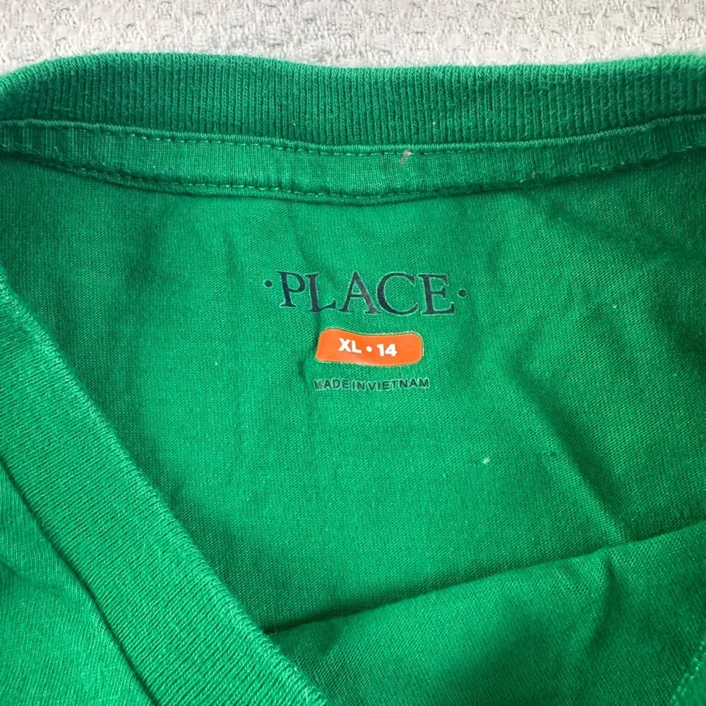 Children's Place Green Merry Rex-Mas Dinosaur Christmas Long Sleeve Tee SZ XL 14 - Picture 3 of 3